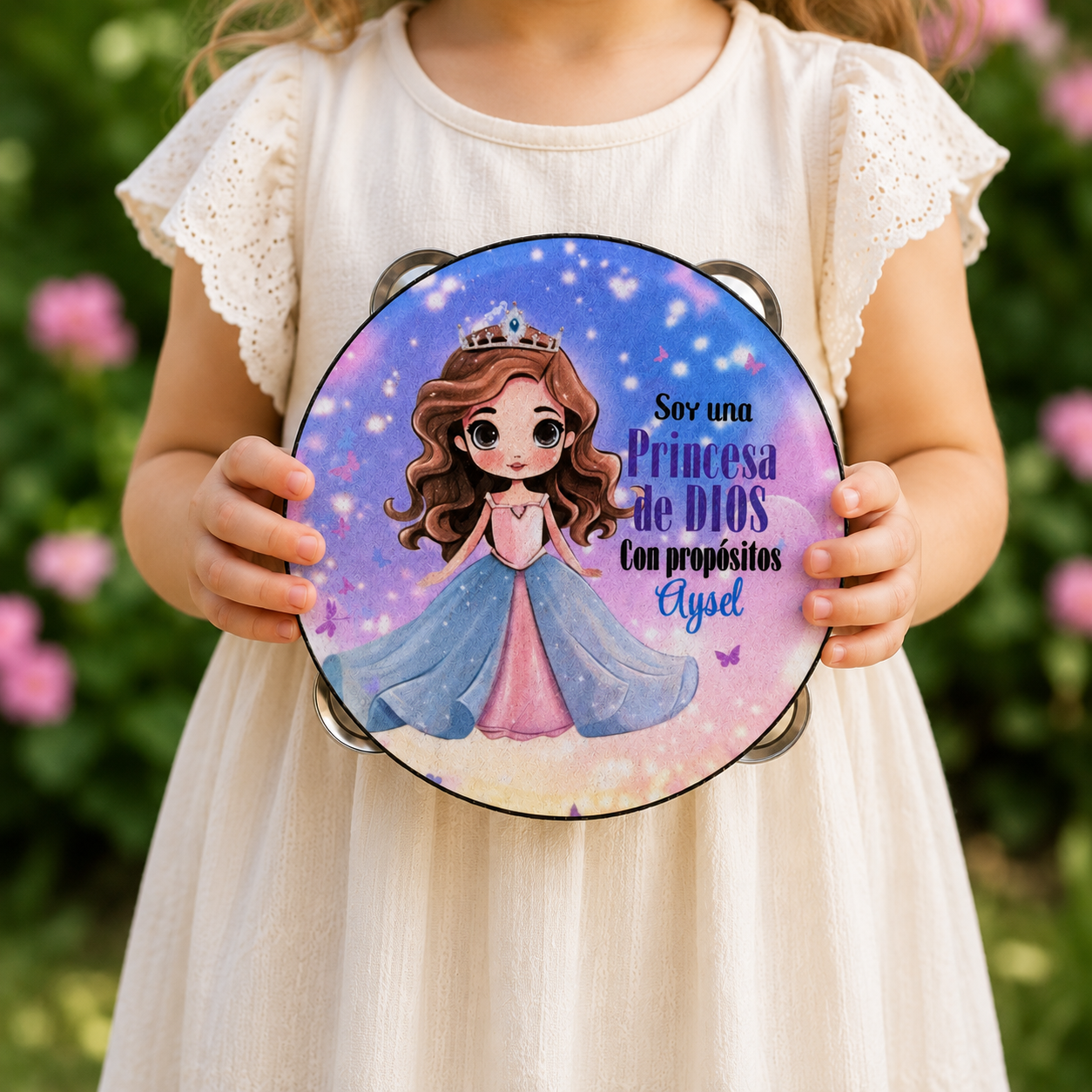 (Princess of God) Tambourine for Girls (Custom Text Included)