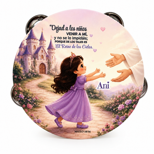 (Matthew 19:14)  Tambourine for Girls (Custom Text Included)
