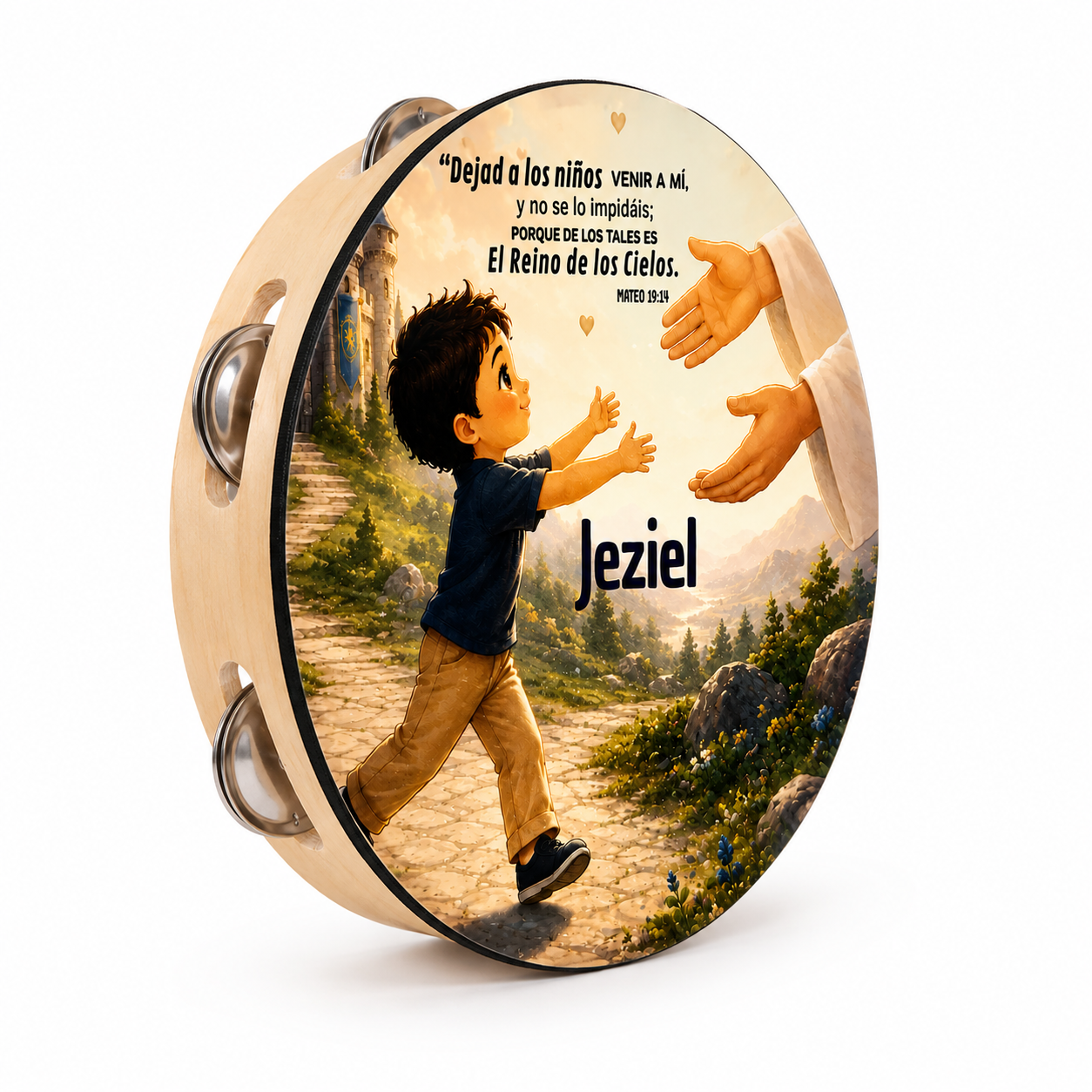 (Kingdom of Heaven) Tambourine for Boys (Custom Text Included)