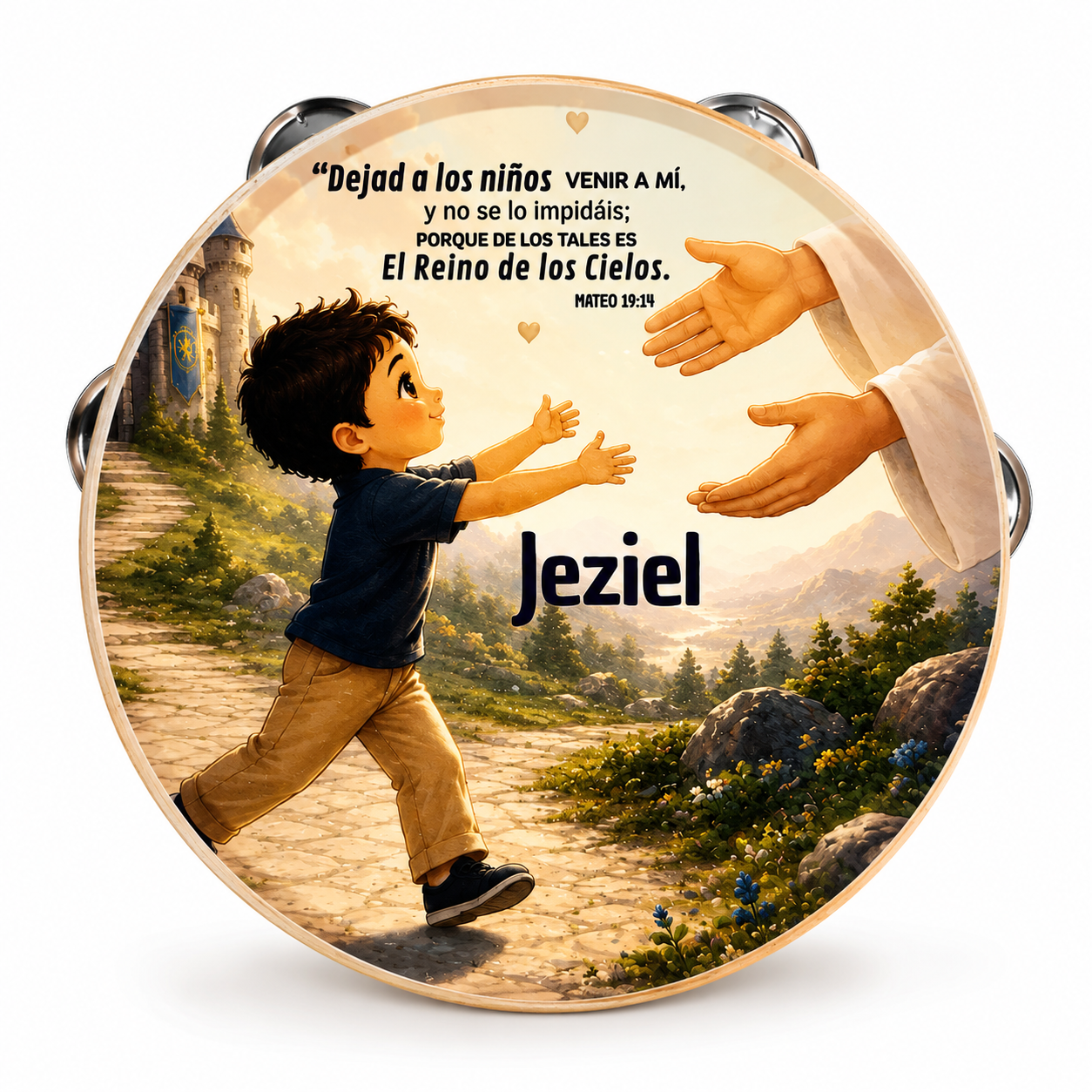 (Kingdom of Heaven) Tambourine for Boys (Custom Text Included)