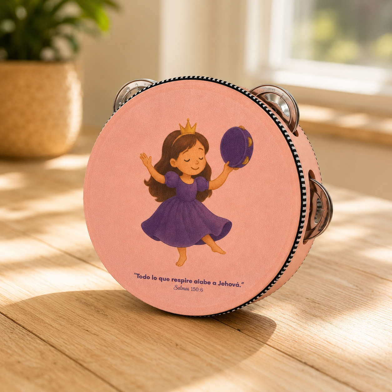 (Personalized Princess 2)  Tambourine for Girls (Custom Text Included)