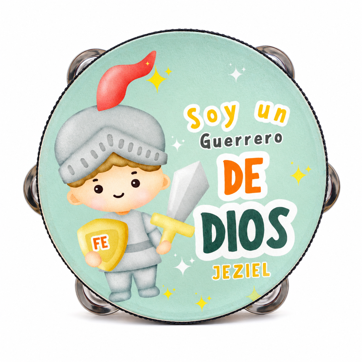 (Soldier of God)  Tambourine for Boys (Custom Text Included)