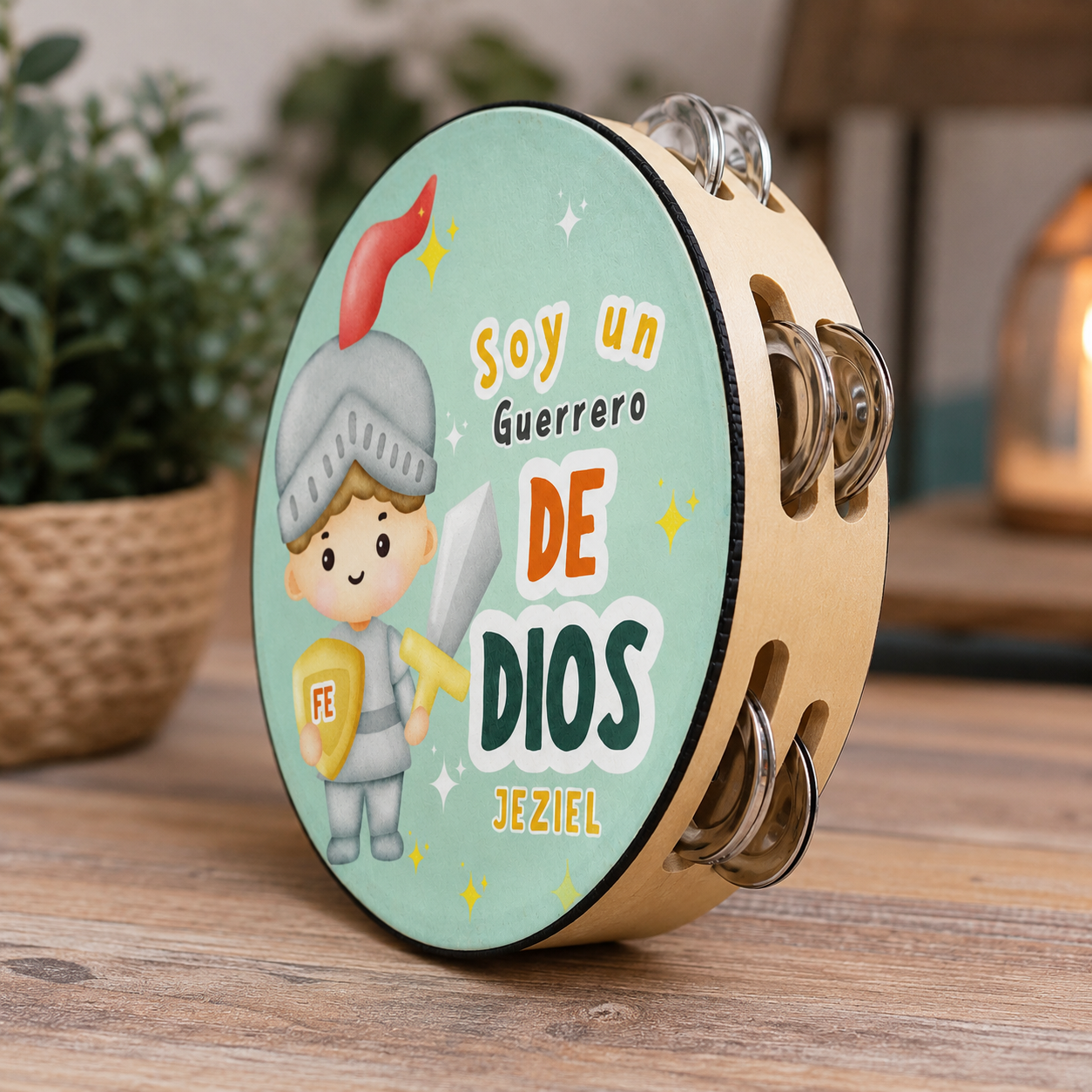 (Soldier of God)  Tambourine for Boys (Custom Text Included)