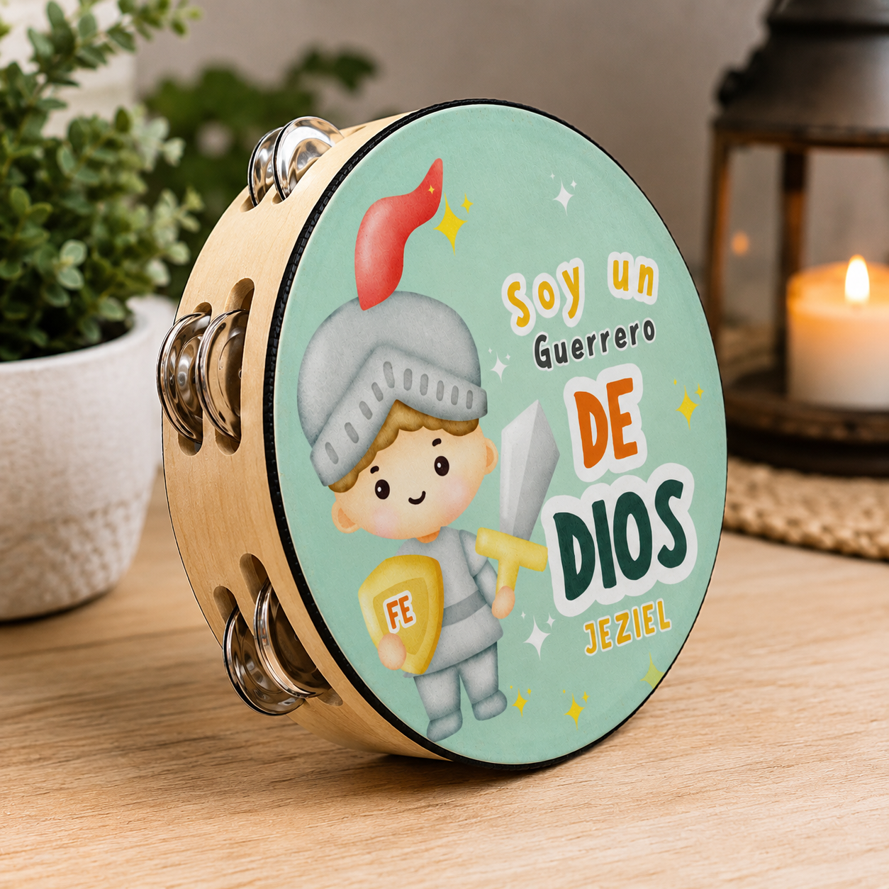 (Soldier of God)  Tambourine for Boys (Custom Text Included)