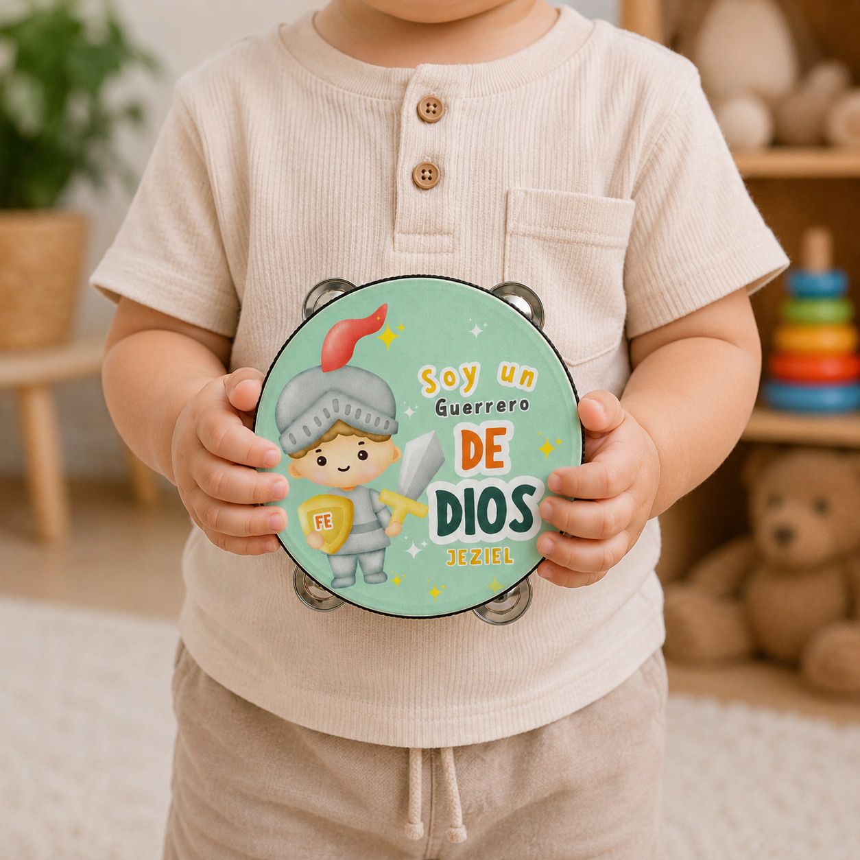 (Soldier of God)  Tambourine for Boys (Custom Text Included)