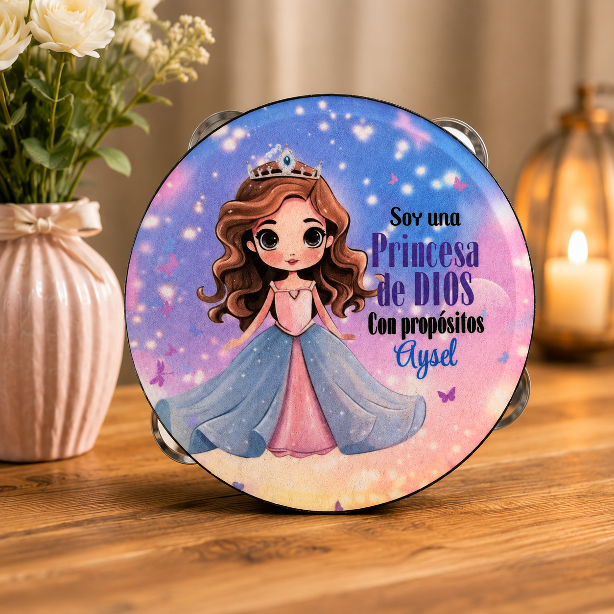 (Princess of God)  Tambourine for Girls (Custom Text Included)
