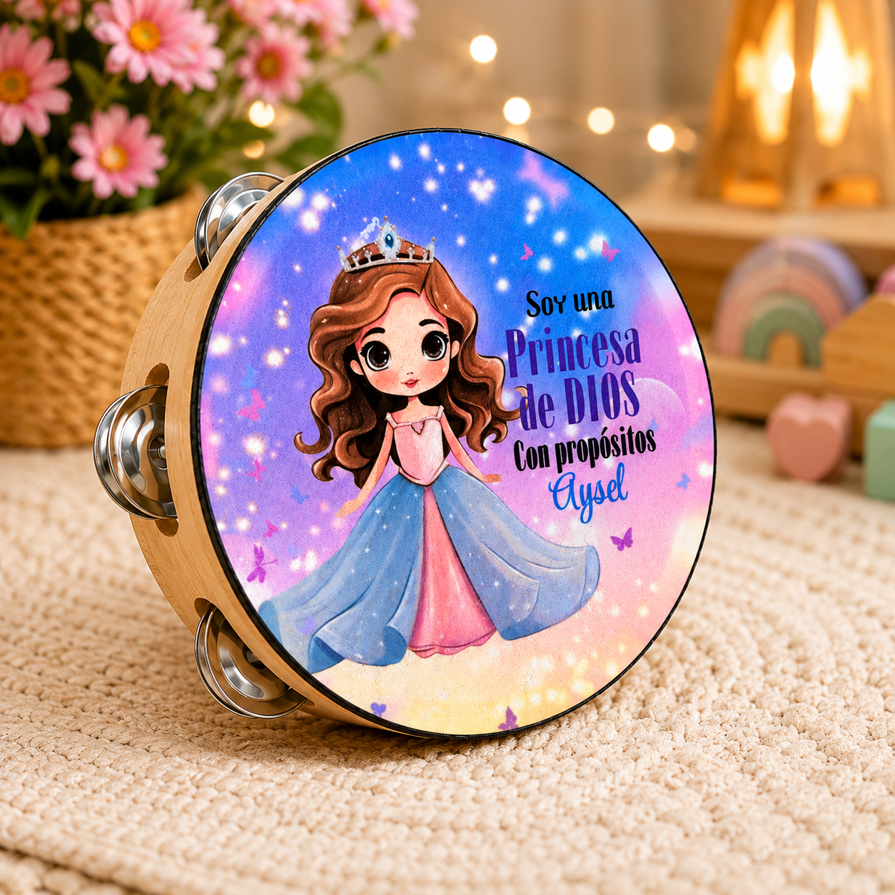 (Princess of God)  Tambourine for Girls (Custom Text Included)