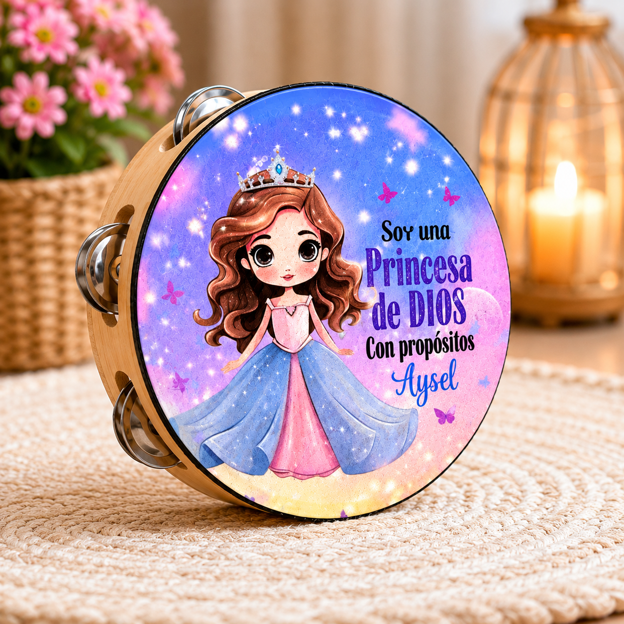 (Princess of God)  Tambourine for Girls (Custom Text Included)