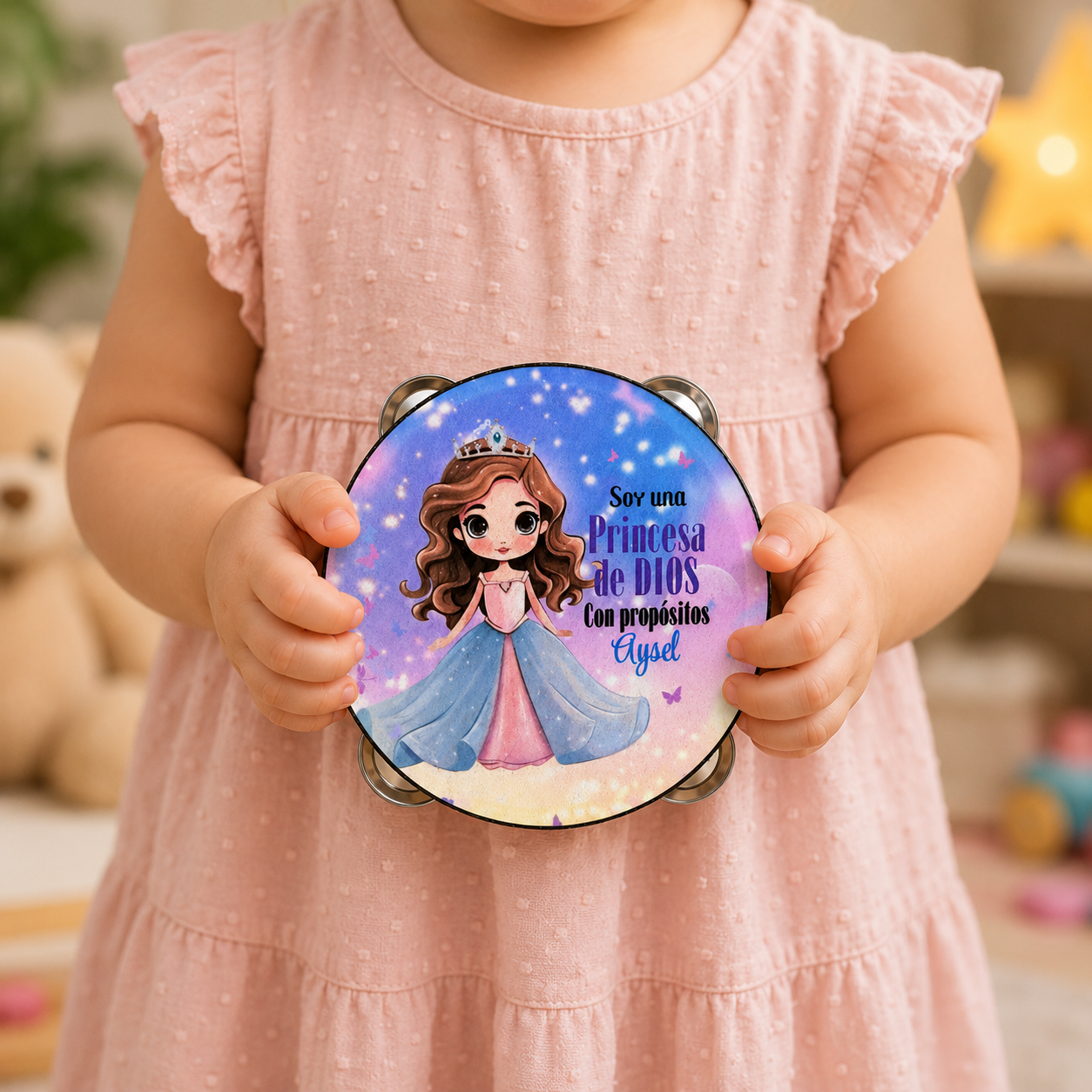 (Princess of God)  Tambourine for Girls (Custom Text Included)