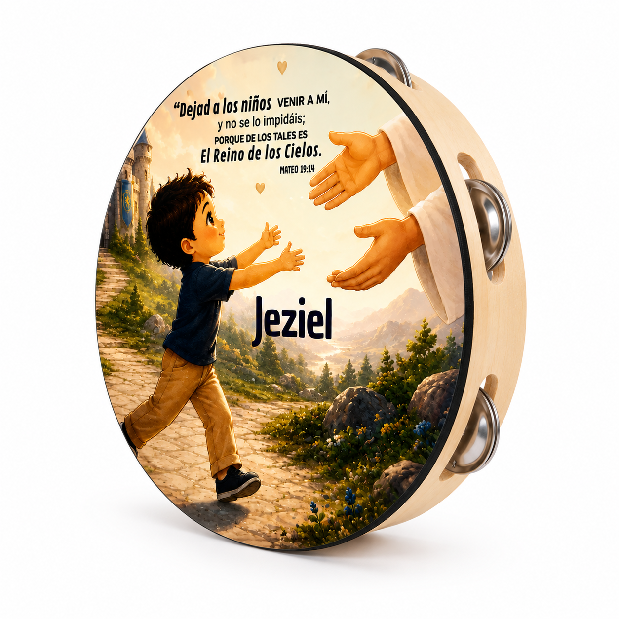 (Kingdom of Heaven) Tambourine for Boys (Custom Text Included)
