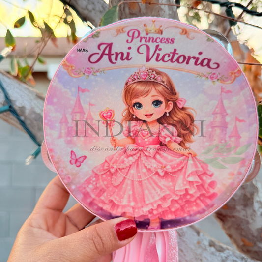 (Princess Ani) Custom Text Tambourine for girls 6in