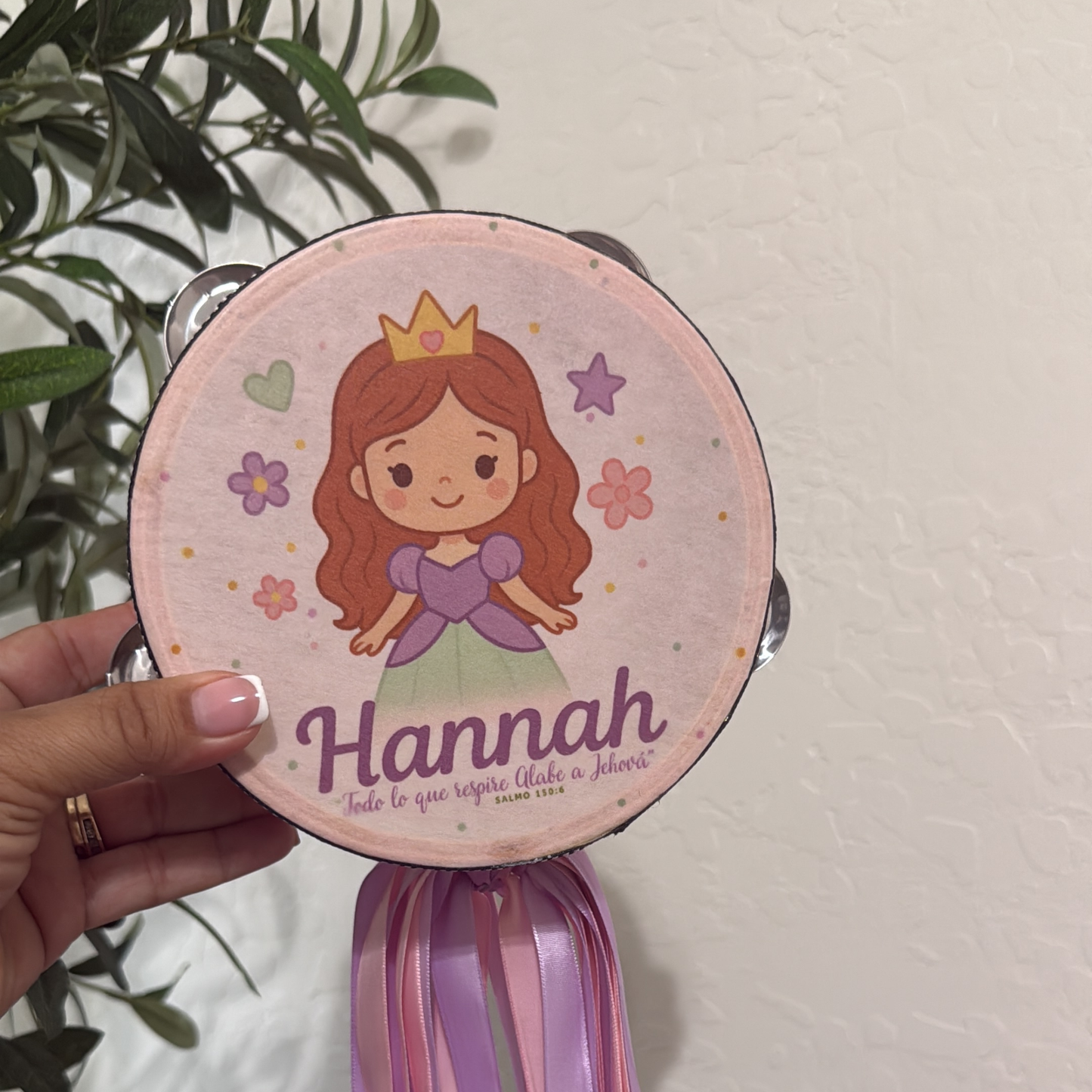 (Personalized Princess 1)  Tambourine for Girls (Custom Text Included)